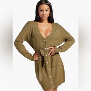 JustFab Cardigan Dress Olive Green
